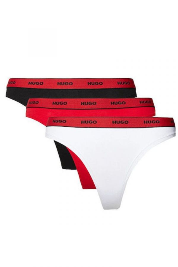 Tangá HUGO 3-pack Thong Stripe black/white/red