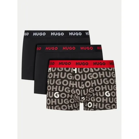 Boxerky HUGO 3-pack Triplet Design black